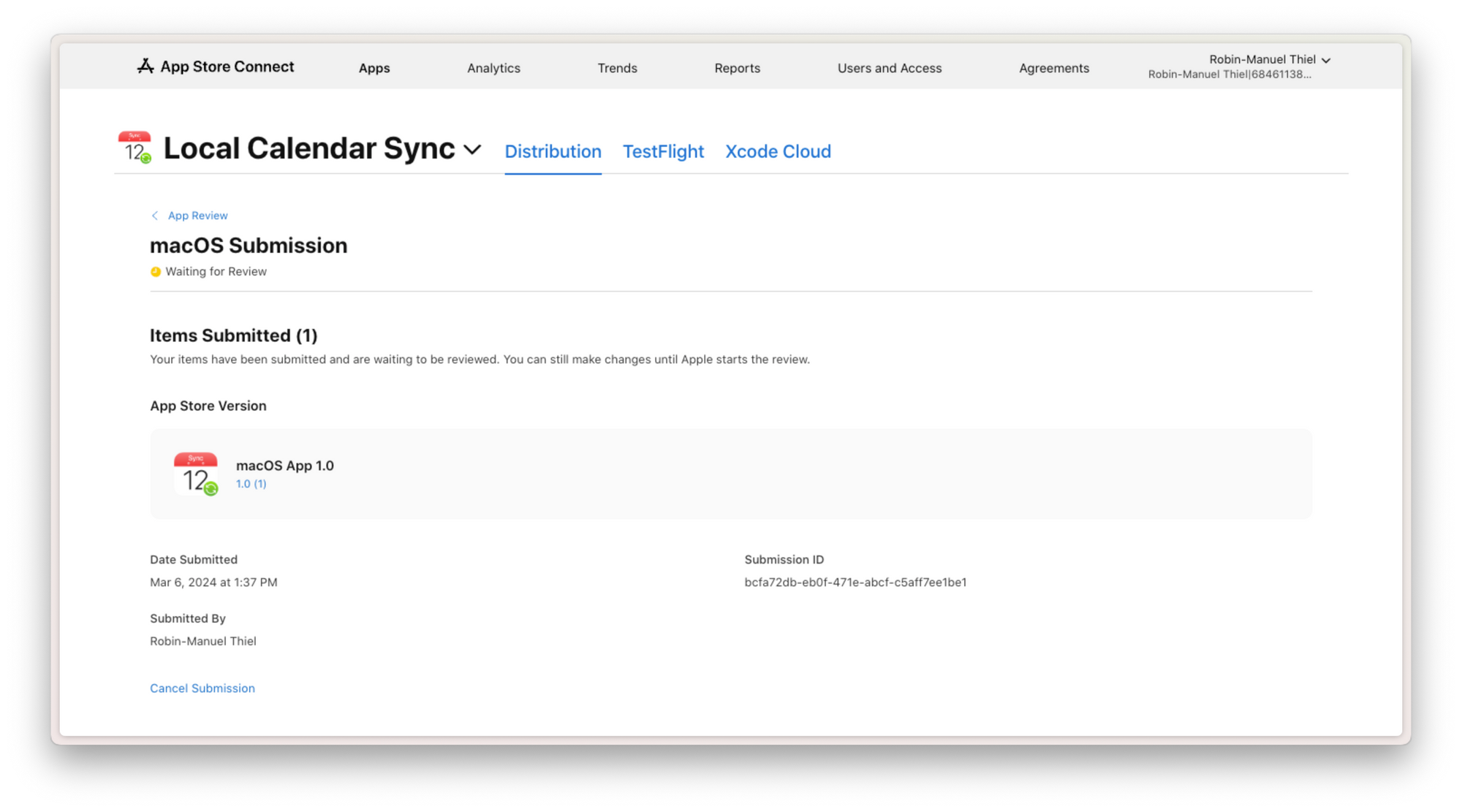 Building Local Calendar Sync Day 07: Publish to the App Store